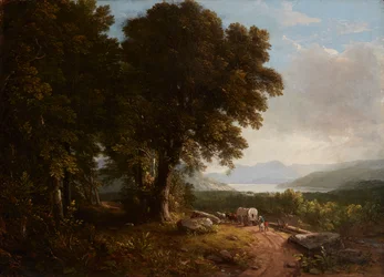 Paysage avec chariot couvert